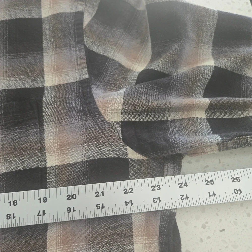 Pendleton Shirt Mason Mens Large Flannel Cotton Black Tan Plaid Long Sleeve
